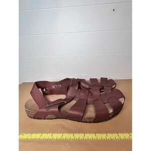 Lands End Mens Brown Leather Fisherman Sandals Cork Footbed 13D Discontinued